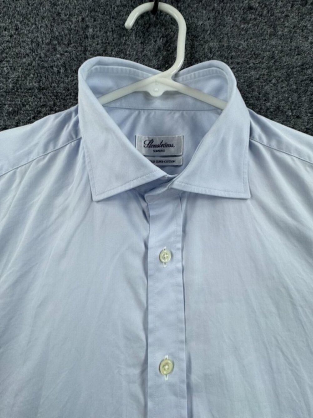 Stenstroms 16 Mens Blue Cotton Slimline Twofold Super Long Sleeve Shirt Elegant